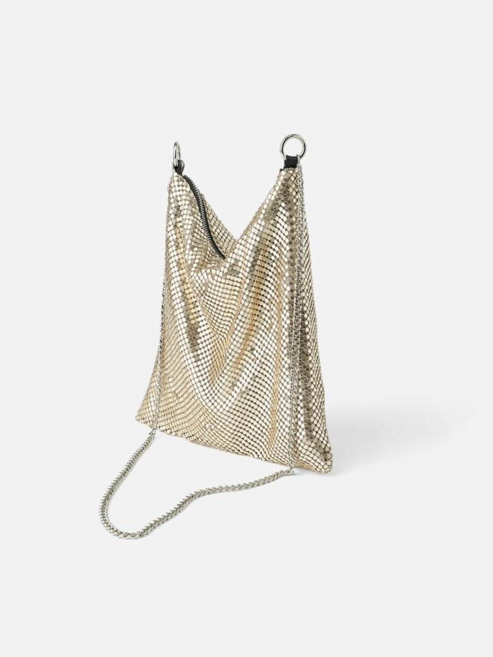 ZARA Metal Mesh Crossbody Bag - Silver Disco